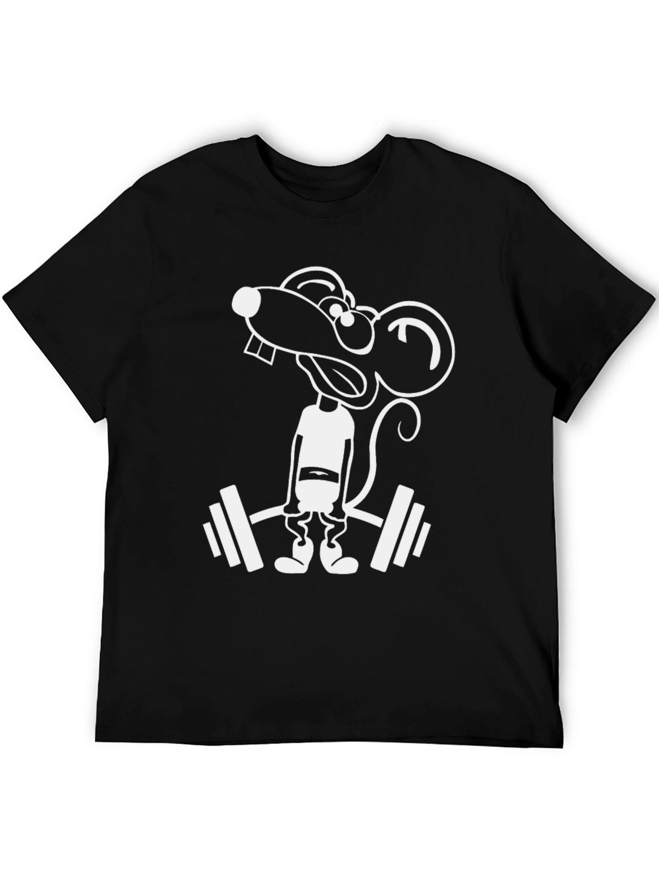 Funny Gym Rat Mouse T-Shirt - Black Cotton Tee