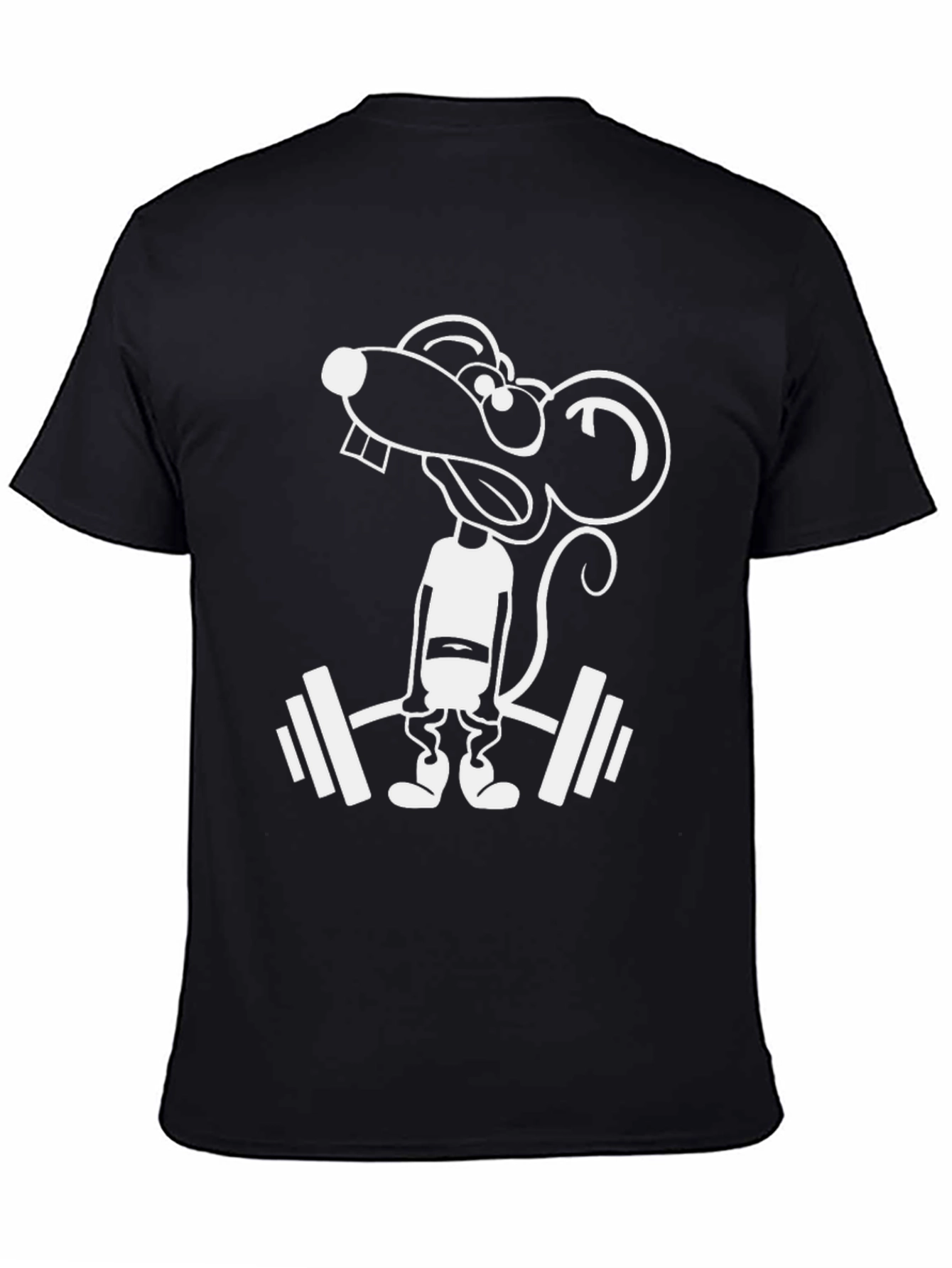 Funny Gym Rat Mouse T-Shirt - Black Cotton Tee