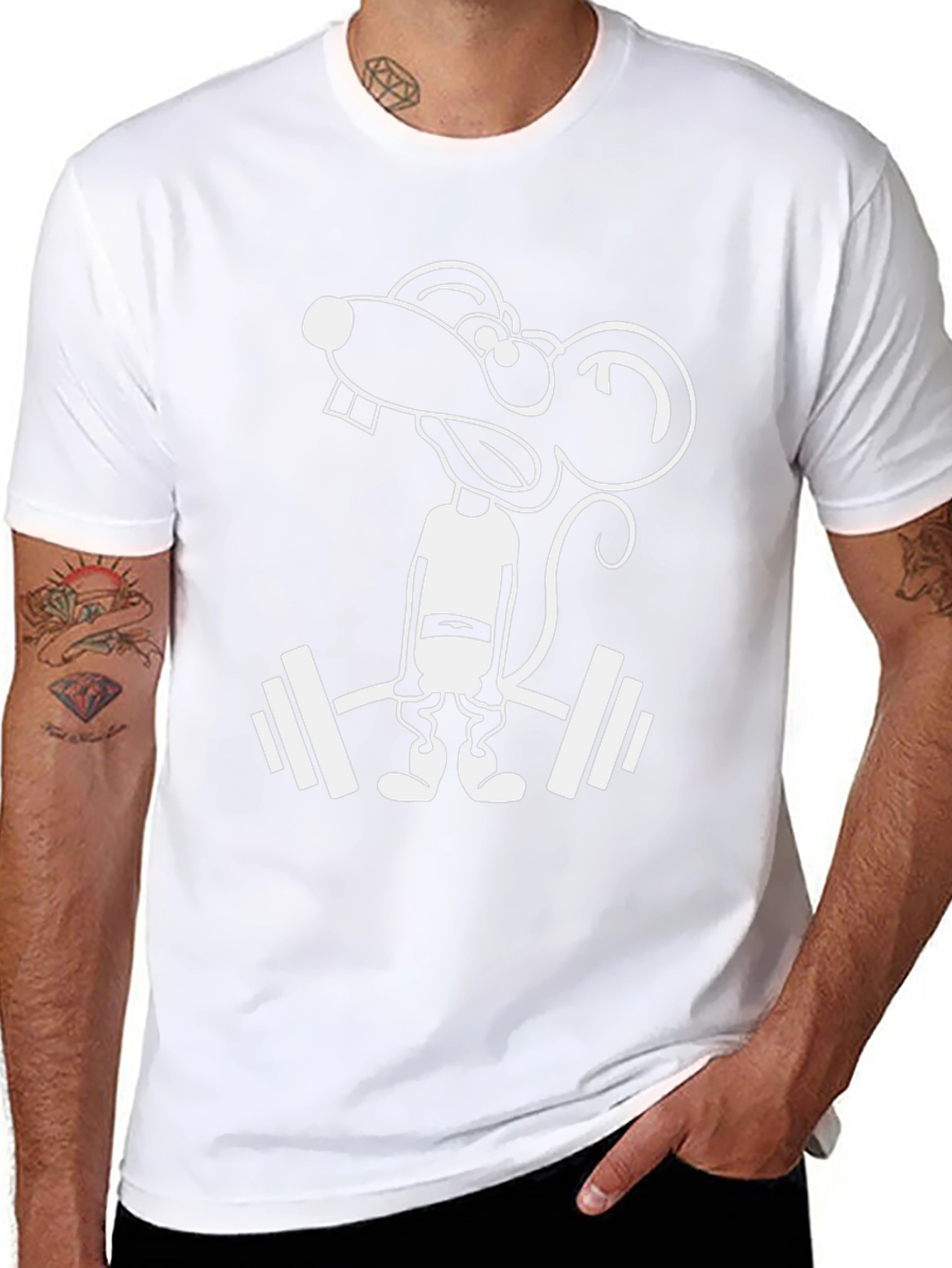 Funny Gym Rat Mouse T-Shirt - Black Cotton Tee