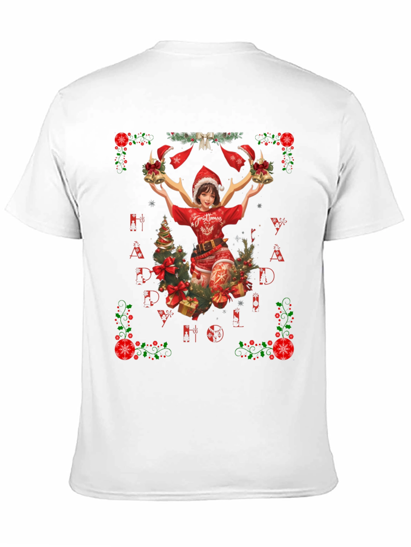Festive Christmas Anime Girl Graphic Tee
