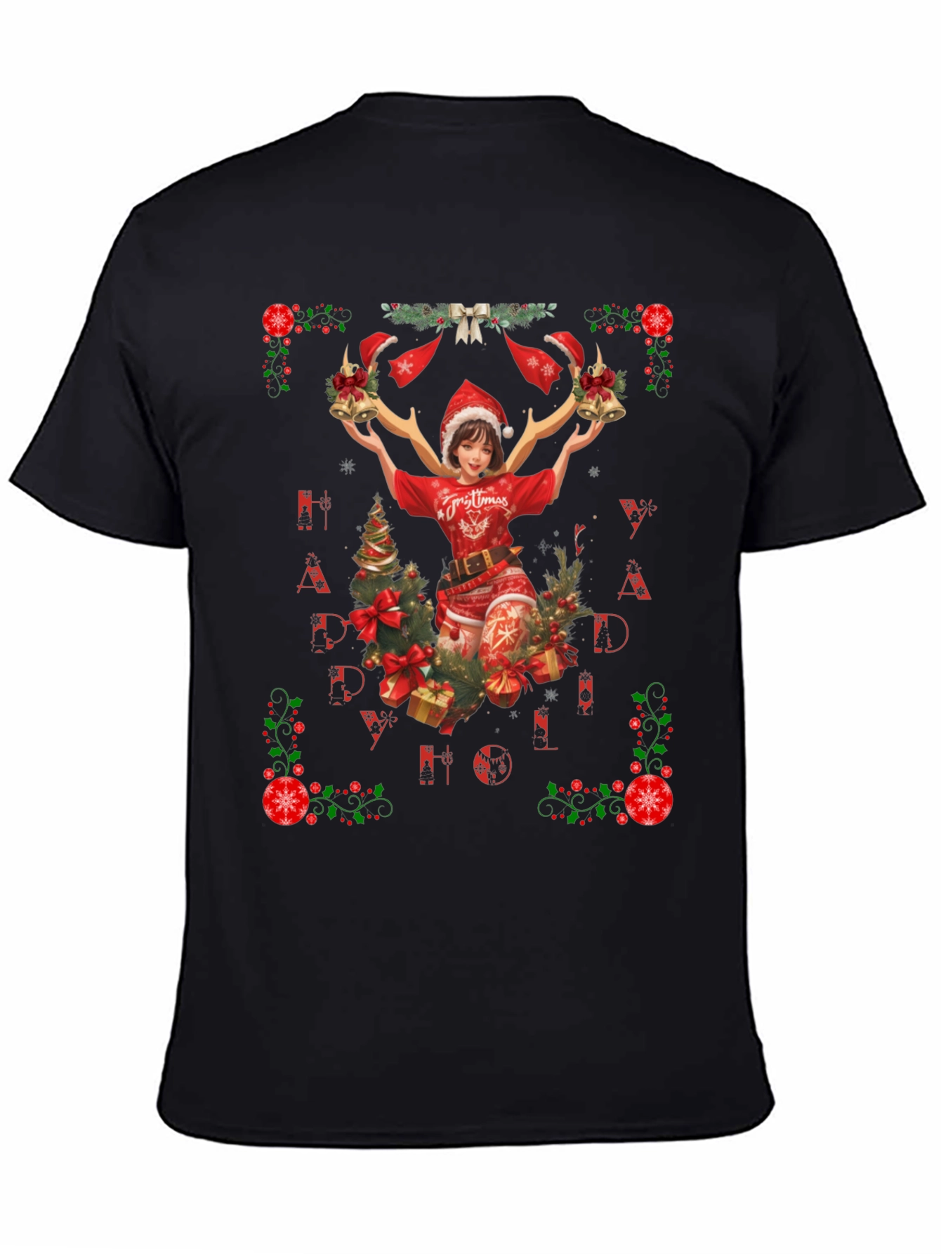Festive Christmas Anime Girl Graphic Tee
