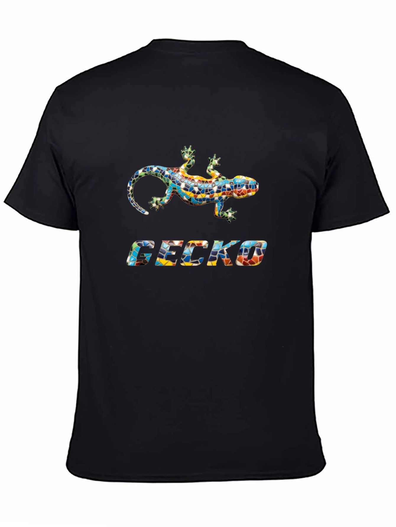 Gecko Mosaic Graphic Black T-Shirt