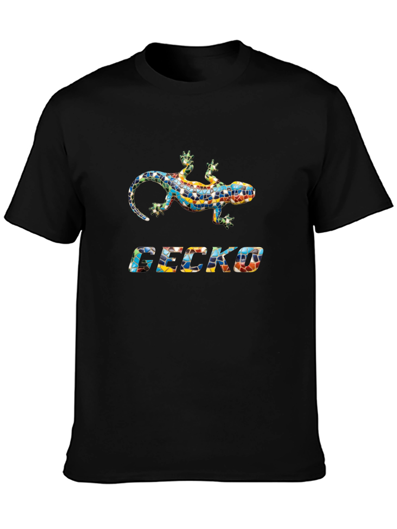 Gecko Mosaic Graphic Black T-Shirt