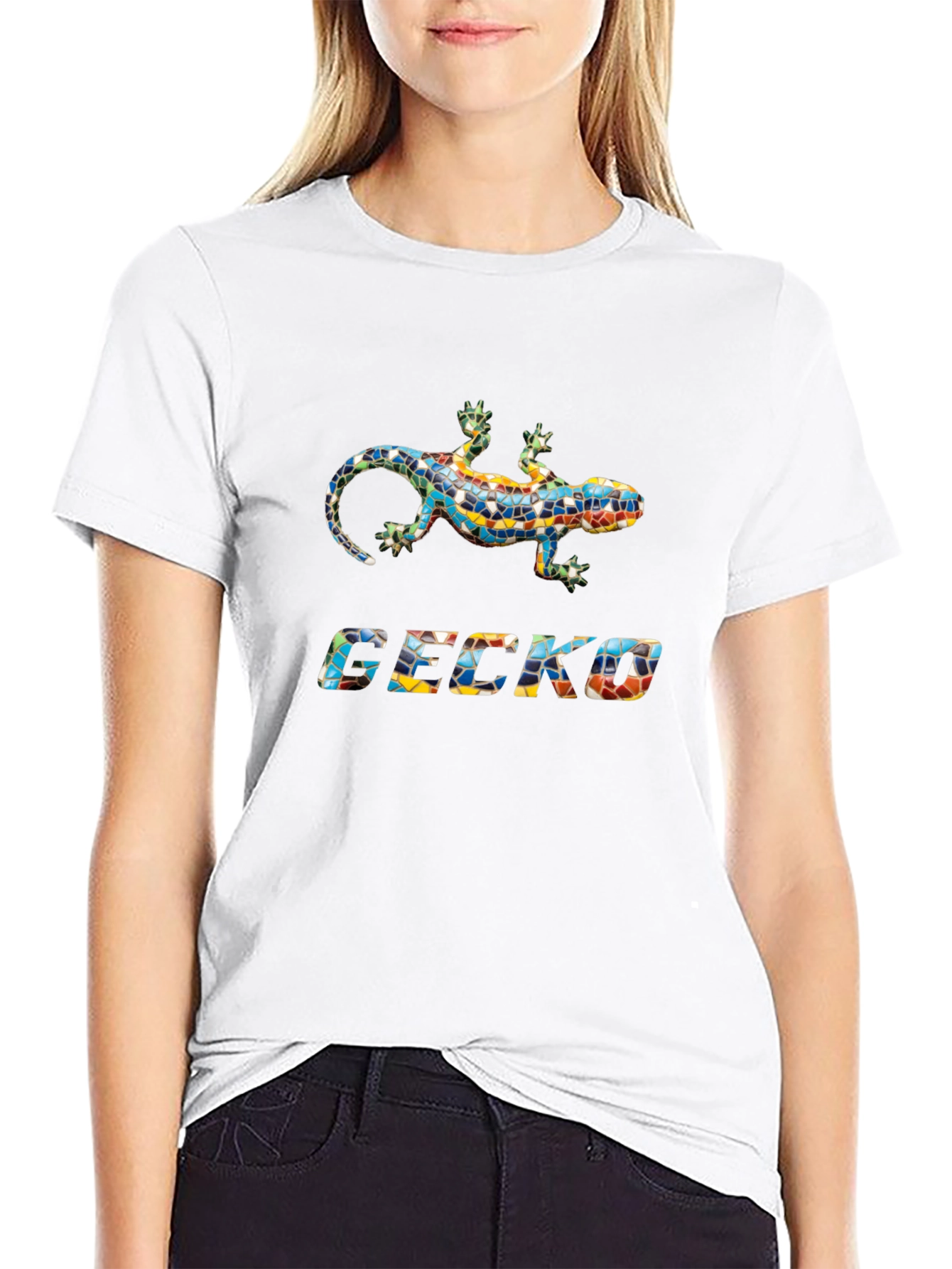Gecko Mosaic Graphic Black T-Shirt