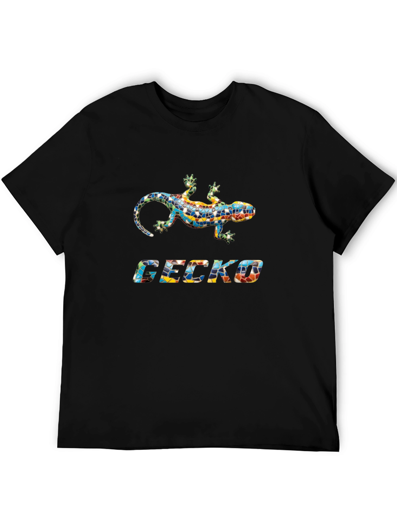 Gecko Mosaic Graphic Black T-Shirt