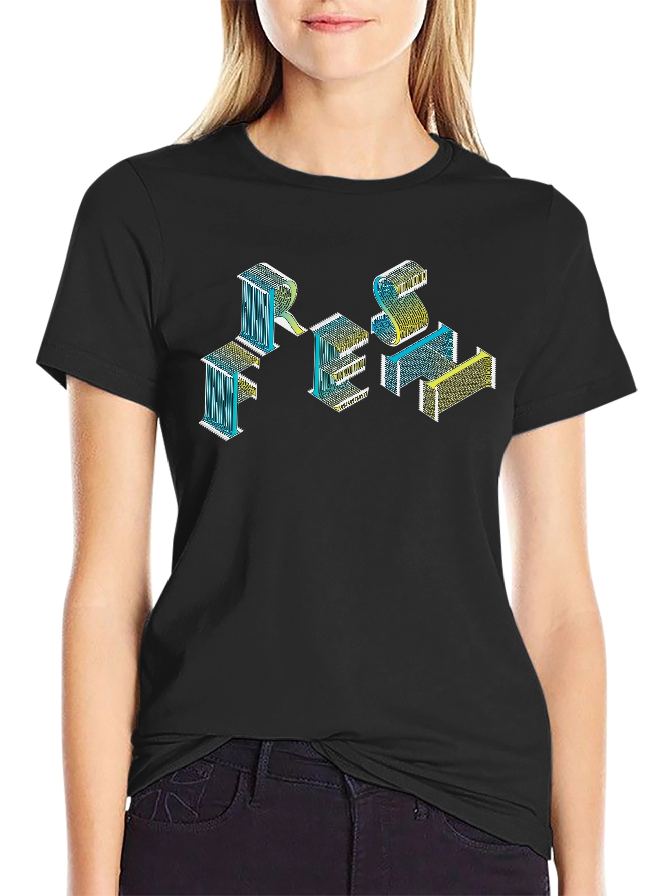 Abstract Isometric Graphic Tee - Black