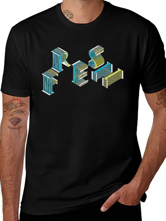 Abstract Isometric Graphic Tee - Black