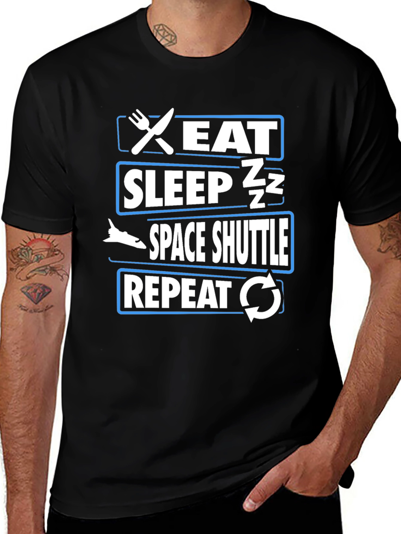 Eat Sleep Space Shuttle Repeat Graphic T-Shirt