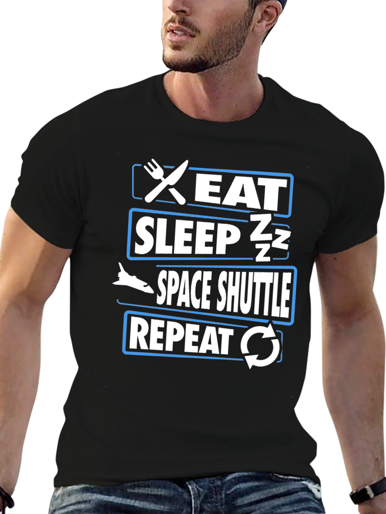 Eat Sleep Space Shuttle Repeat Graphic T-Shirt