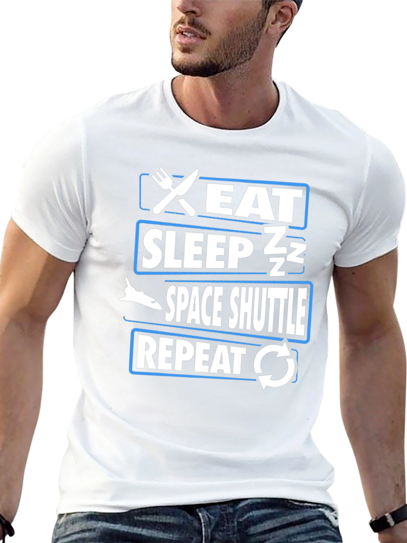Eat Sleep Space Shuttle Repeat Graphic T-Shirt