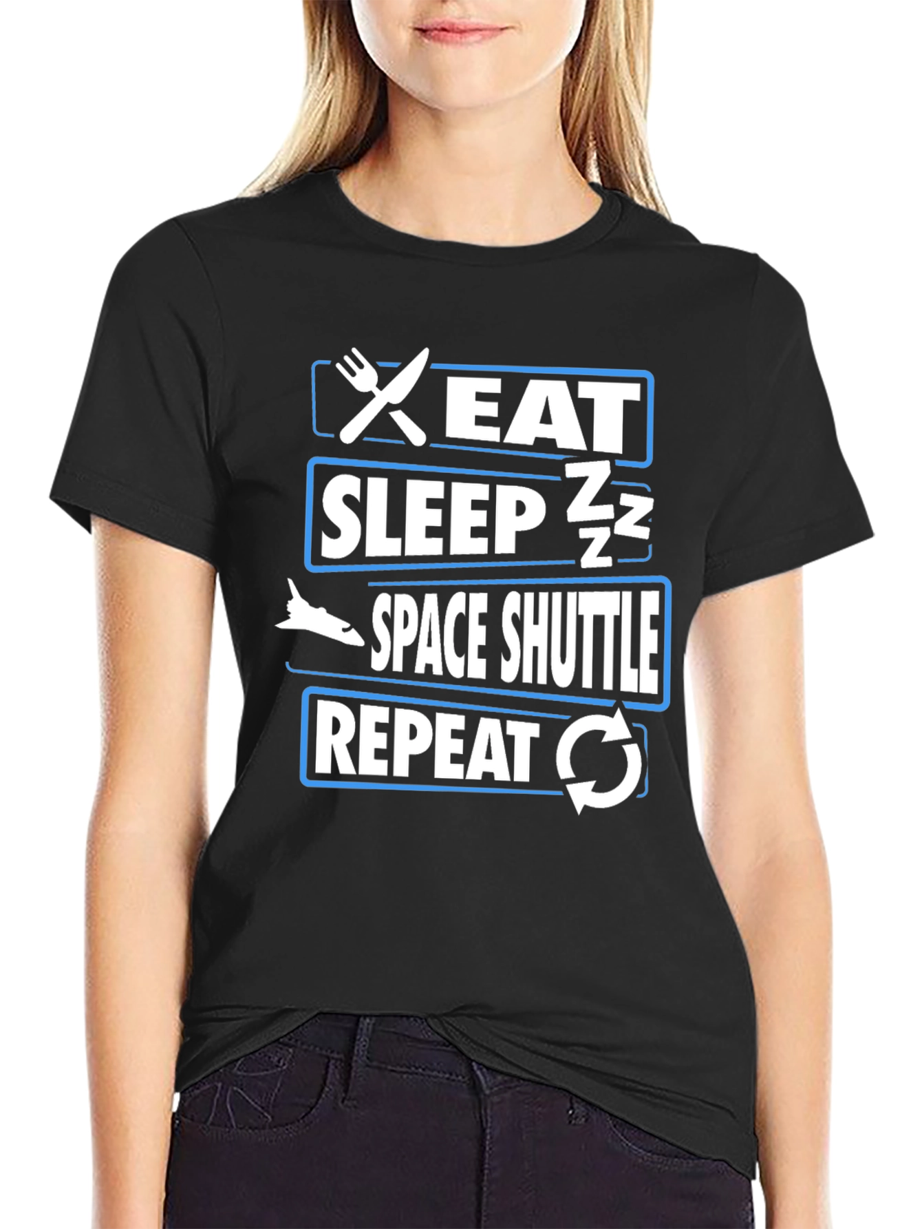 Eat Sleep Space Shuttle Repeat Graphic T-Shirt