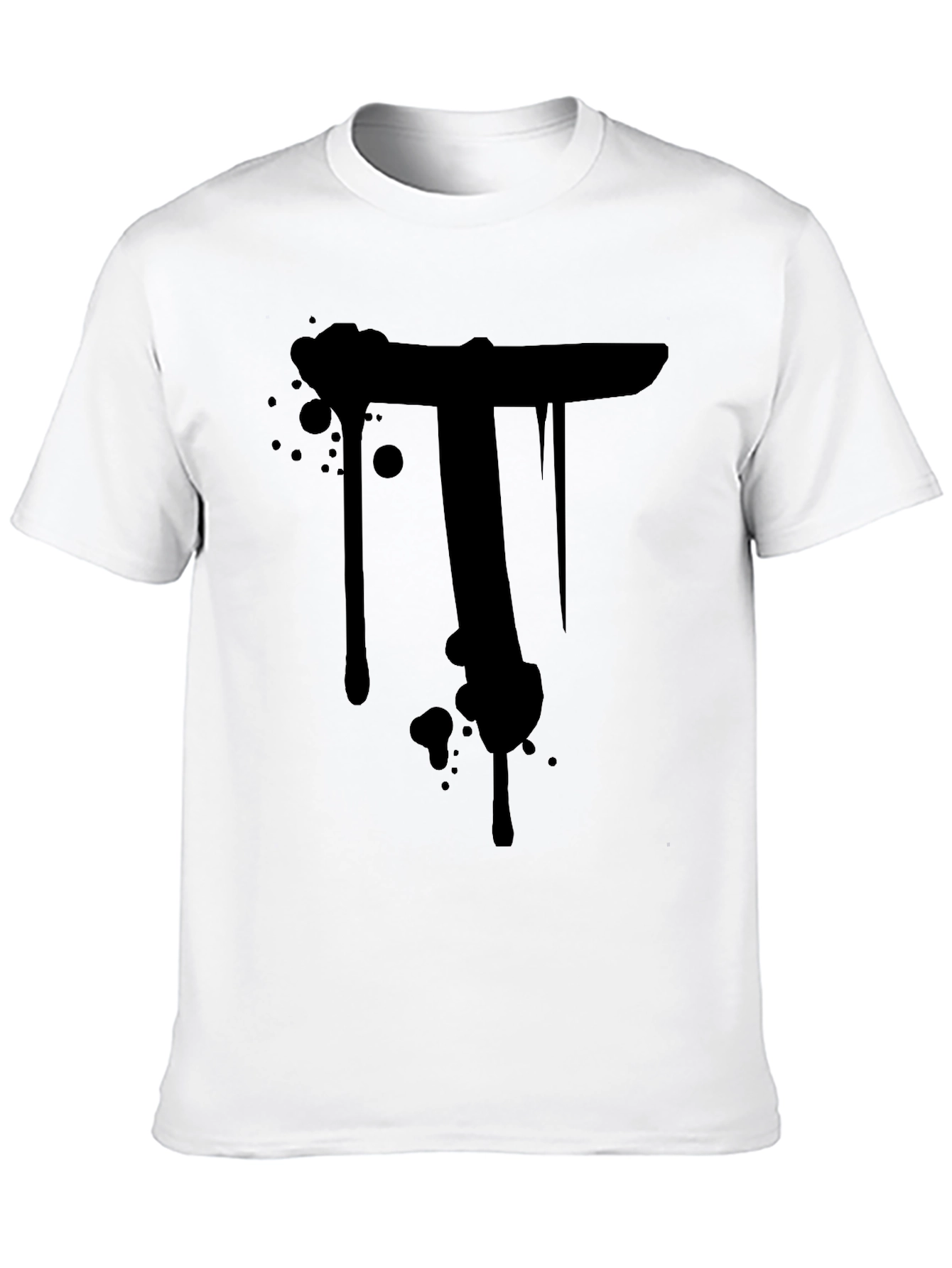 Mens Black T-Shirt with Dripping Letter T Design