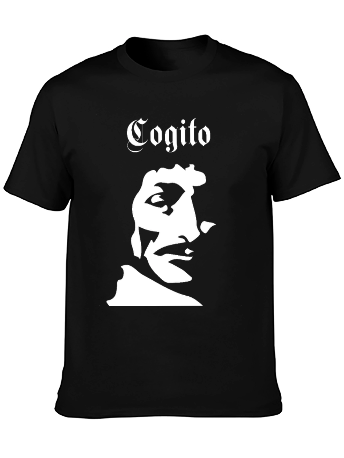 Cogito T-Shirt Black Graphic Tee Portrait Design