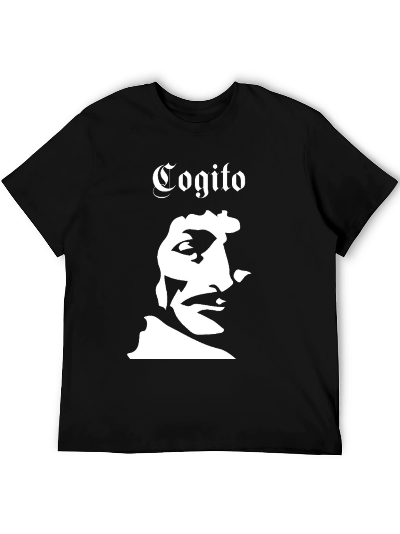 Cogito T-Shirt Black Graphic Tee Portrait Design