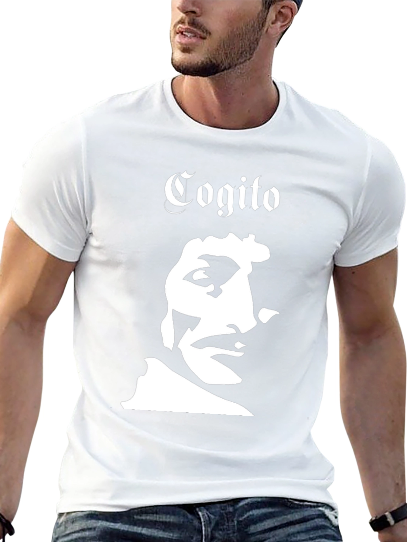 Cogito T-Shirt Black Graphic Tee Portrait Design
