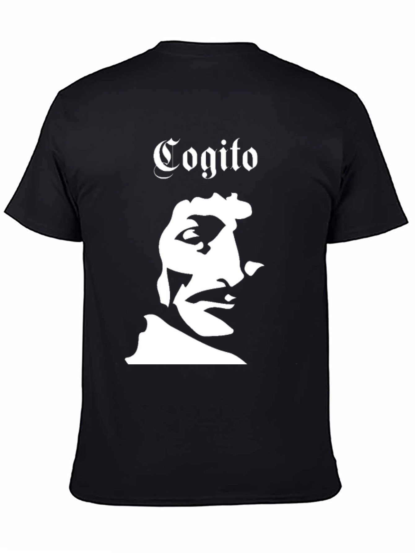 Cogito T-Shirt Black Graphic Tee Portrait Design