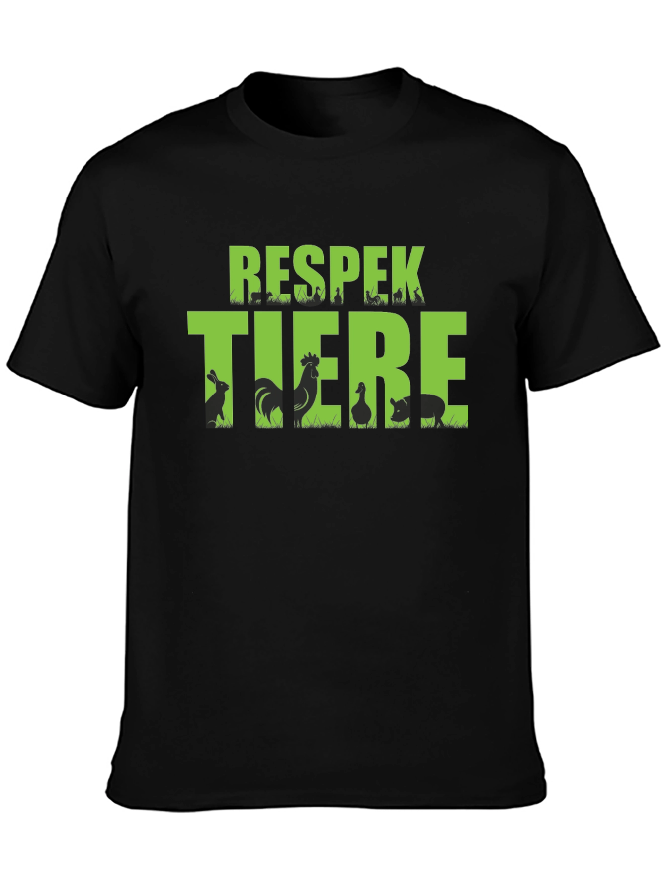 Respektiere Tiere T-Shirt Black Vegan Animal Rights