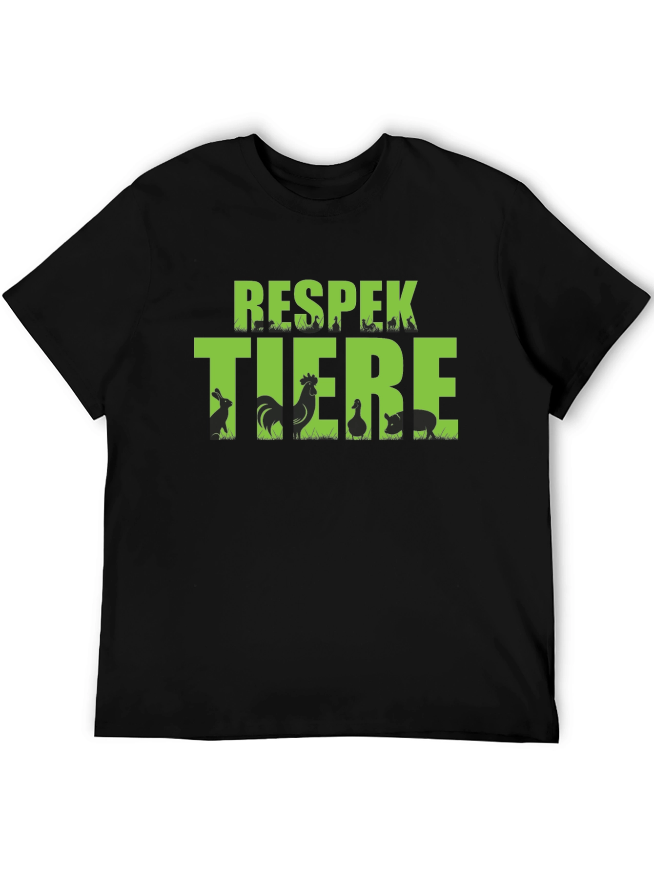 Respektiere Tiere T-Shirt Black Vegan Animal Rights