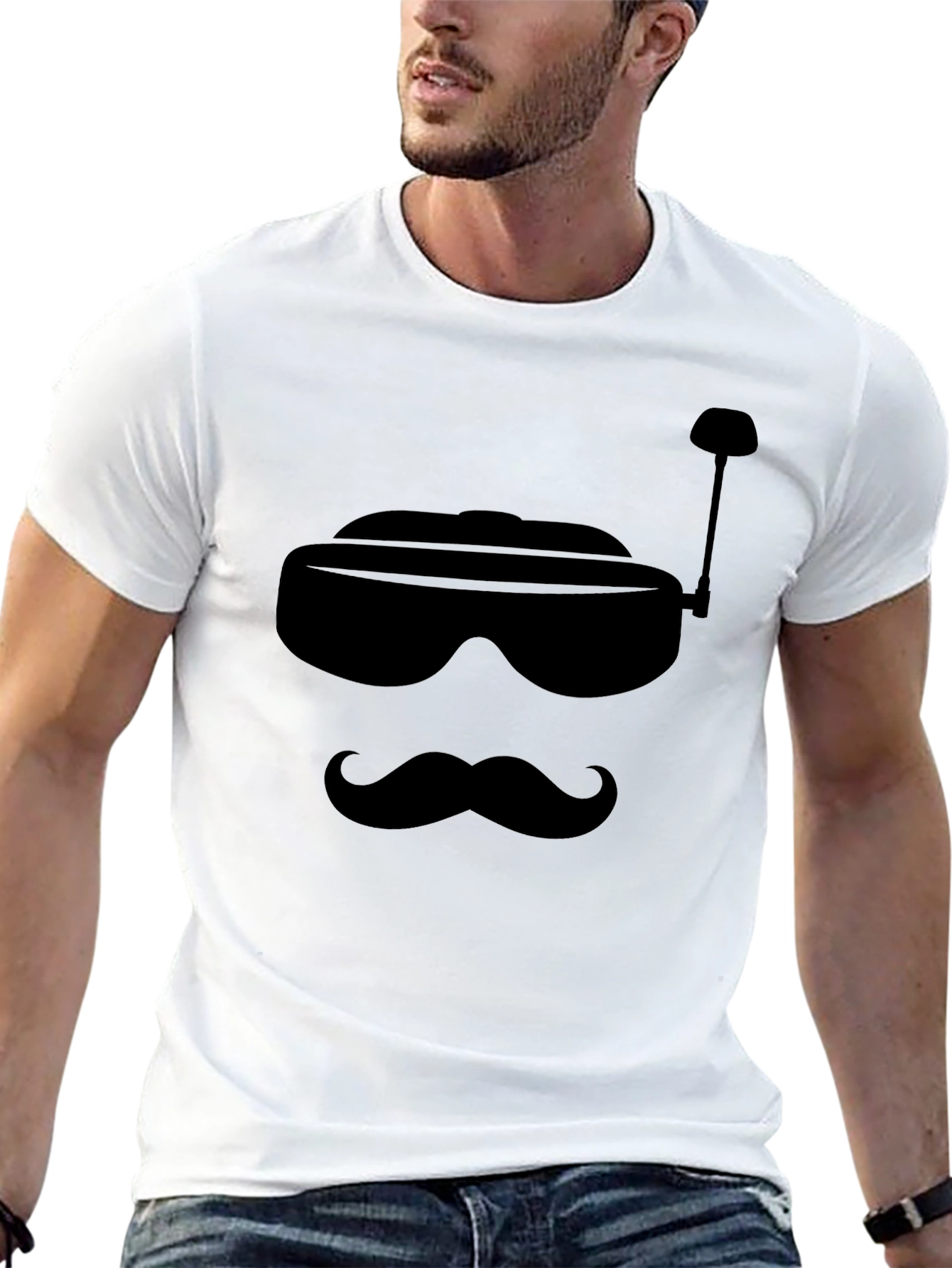 Retro FPV Goggles & Mustache Graphic Tee