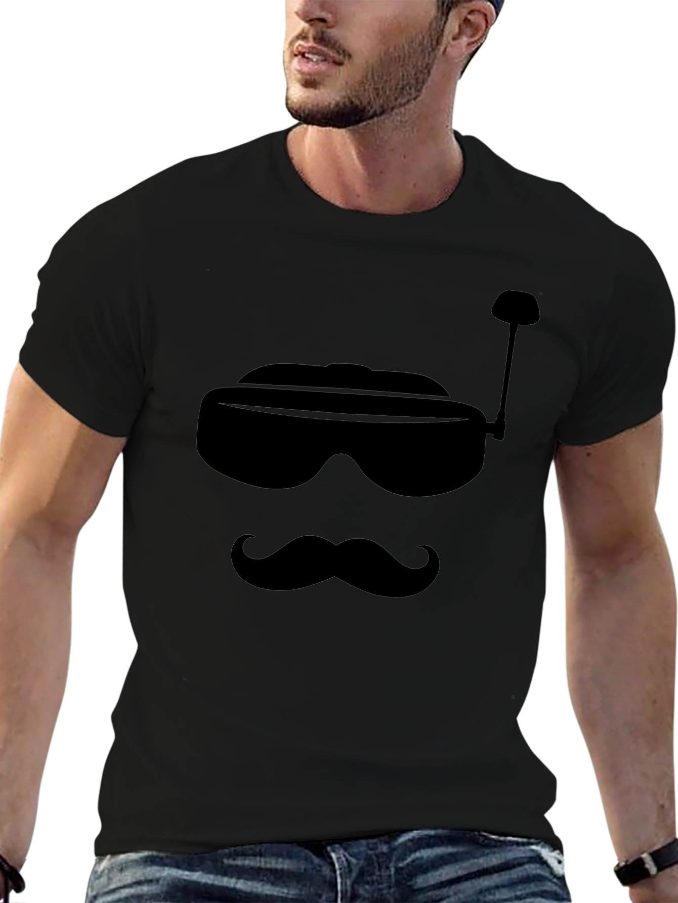 Retro FPV Goggles & Mustache Graphic Tee