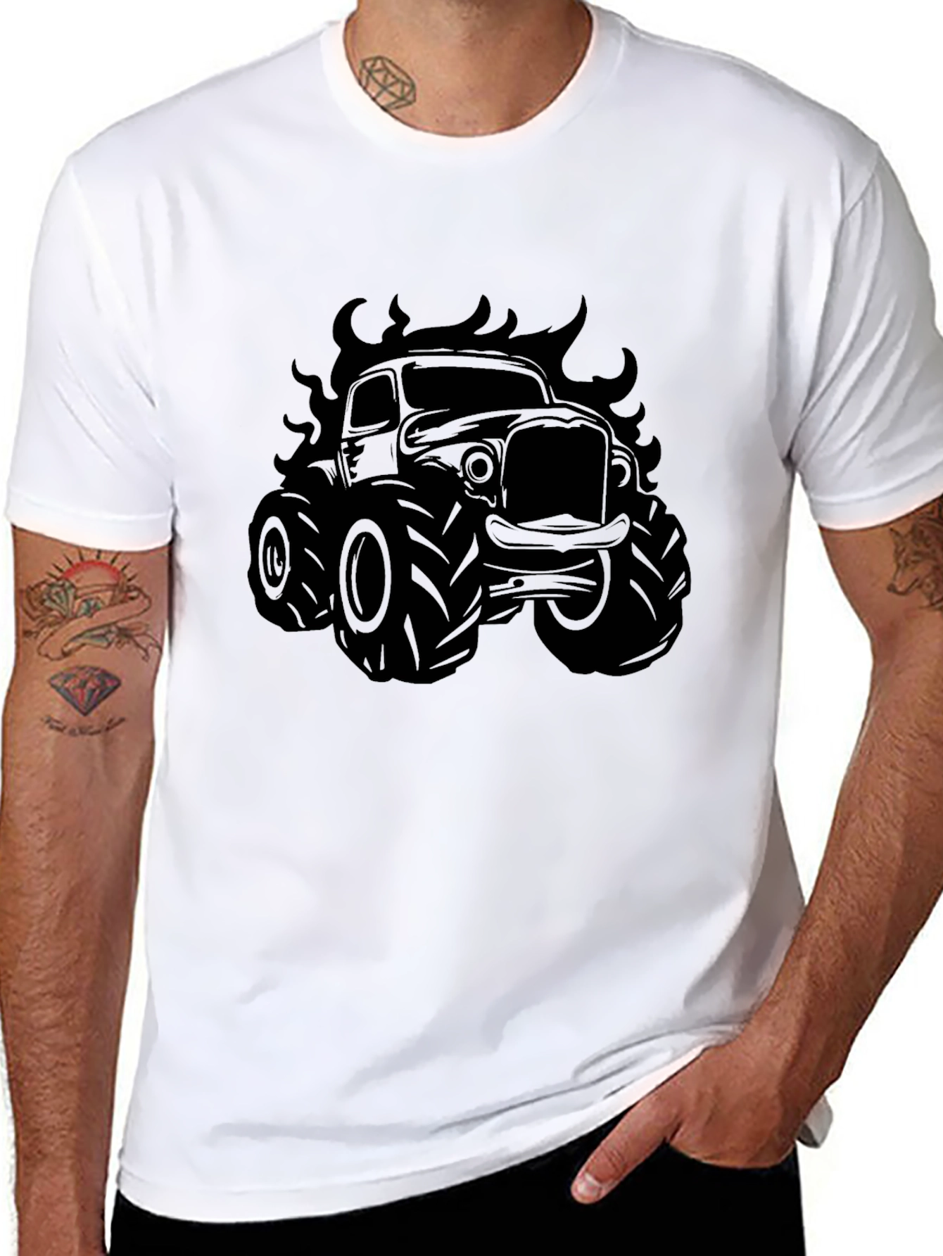 Monster Truck Flames Graphic T-Shirt