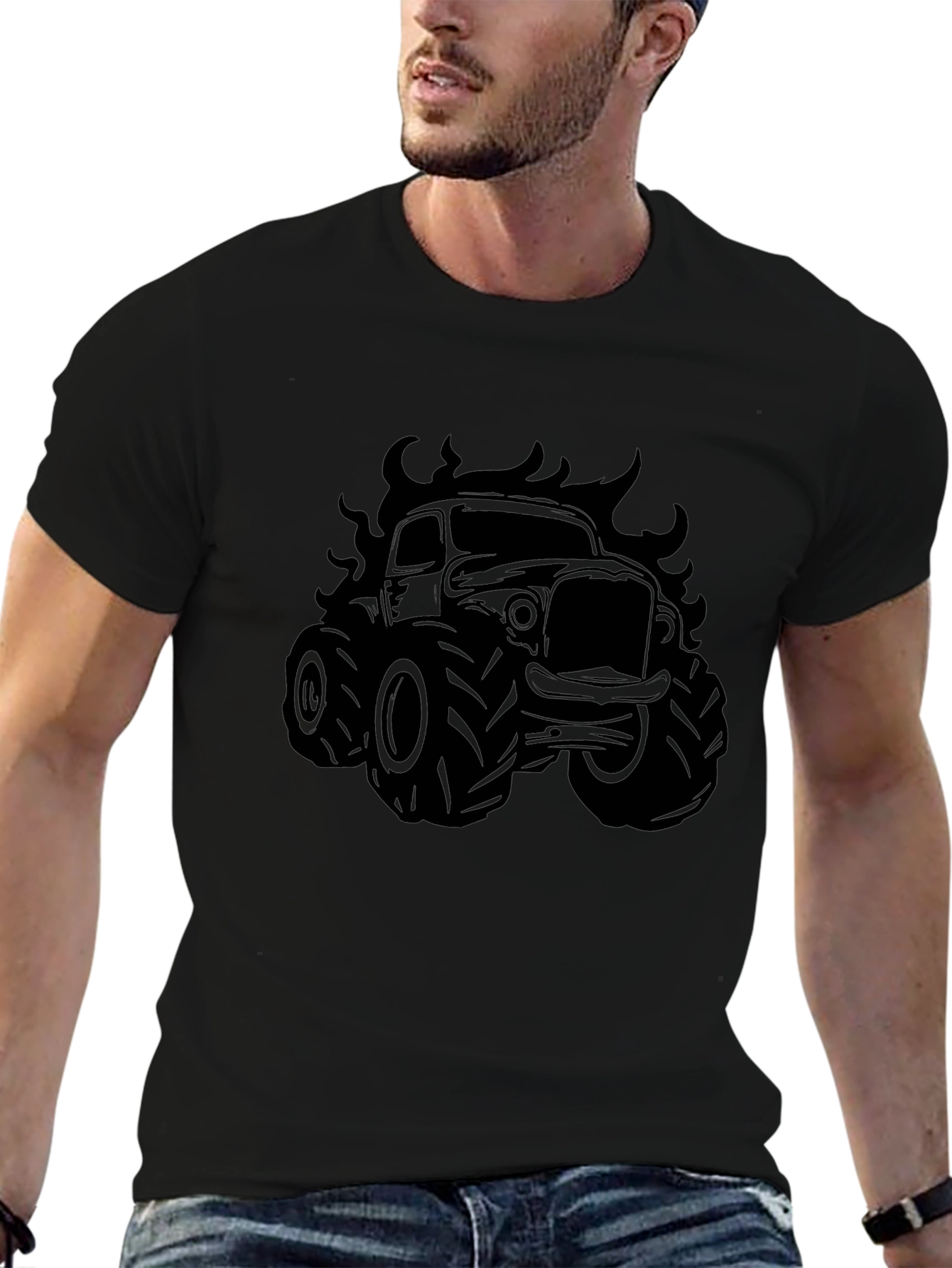 Monster Truck Flames Graphic T-Shirt