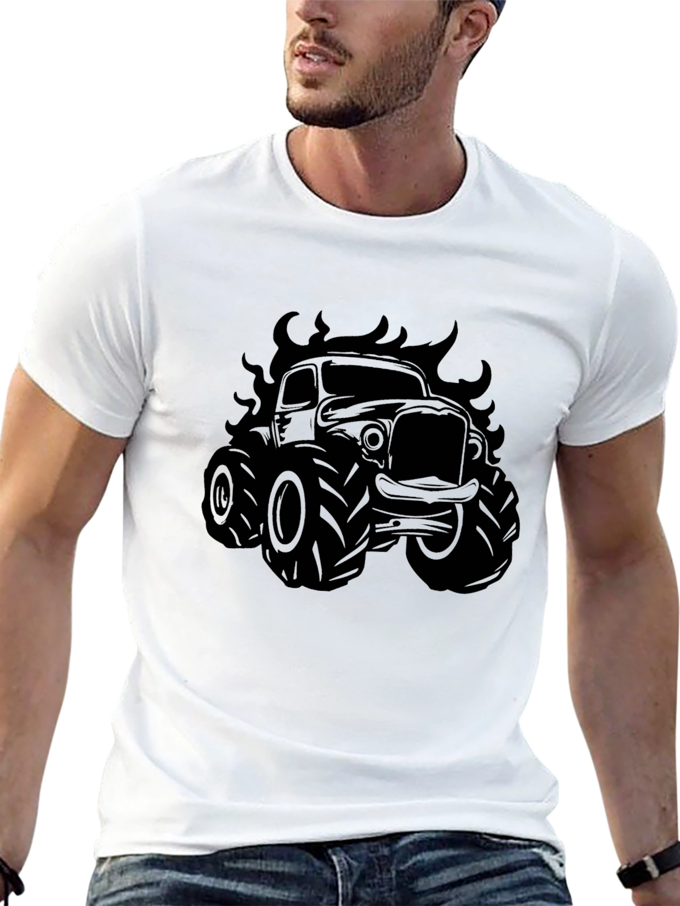 Monster Truck Flames Graphic T-Shirt