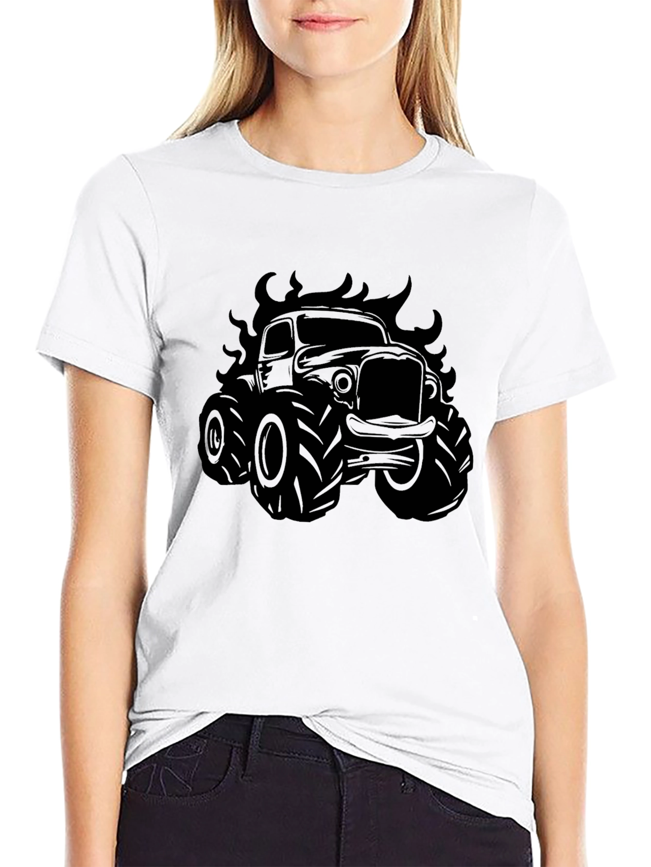 Monster Truck Flames Graphic T-Shirt