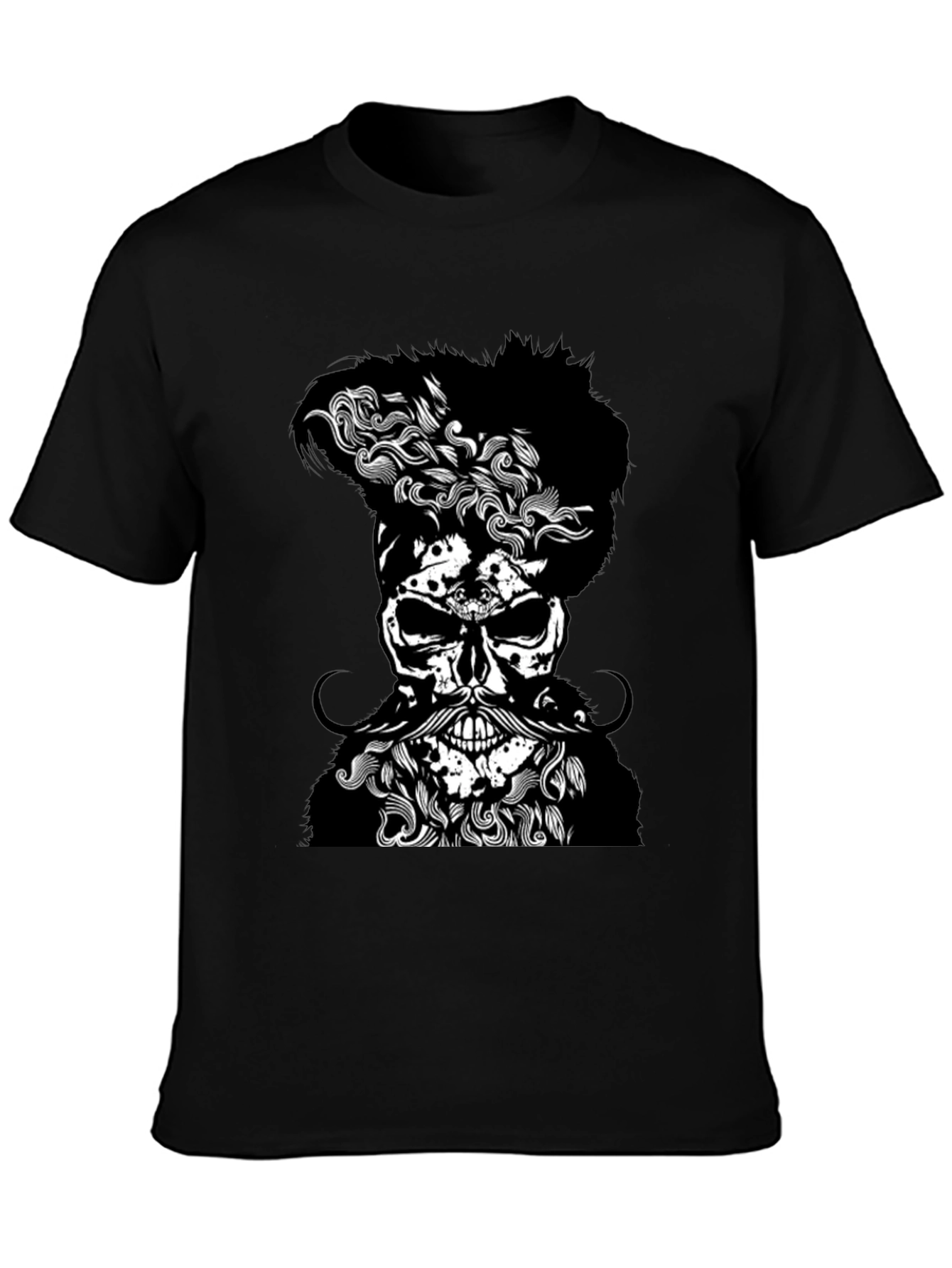 Skull with Beard Graphic T-Shirt - Mens Black Tee