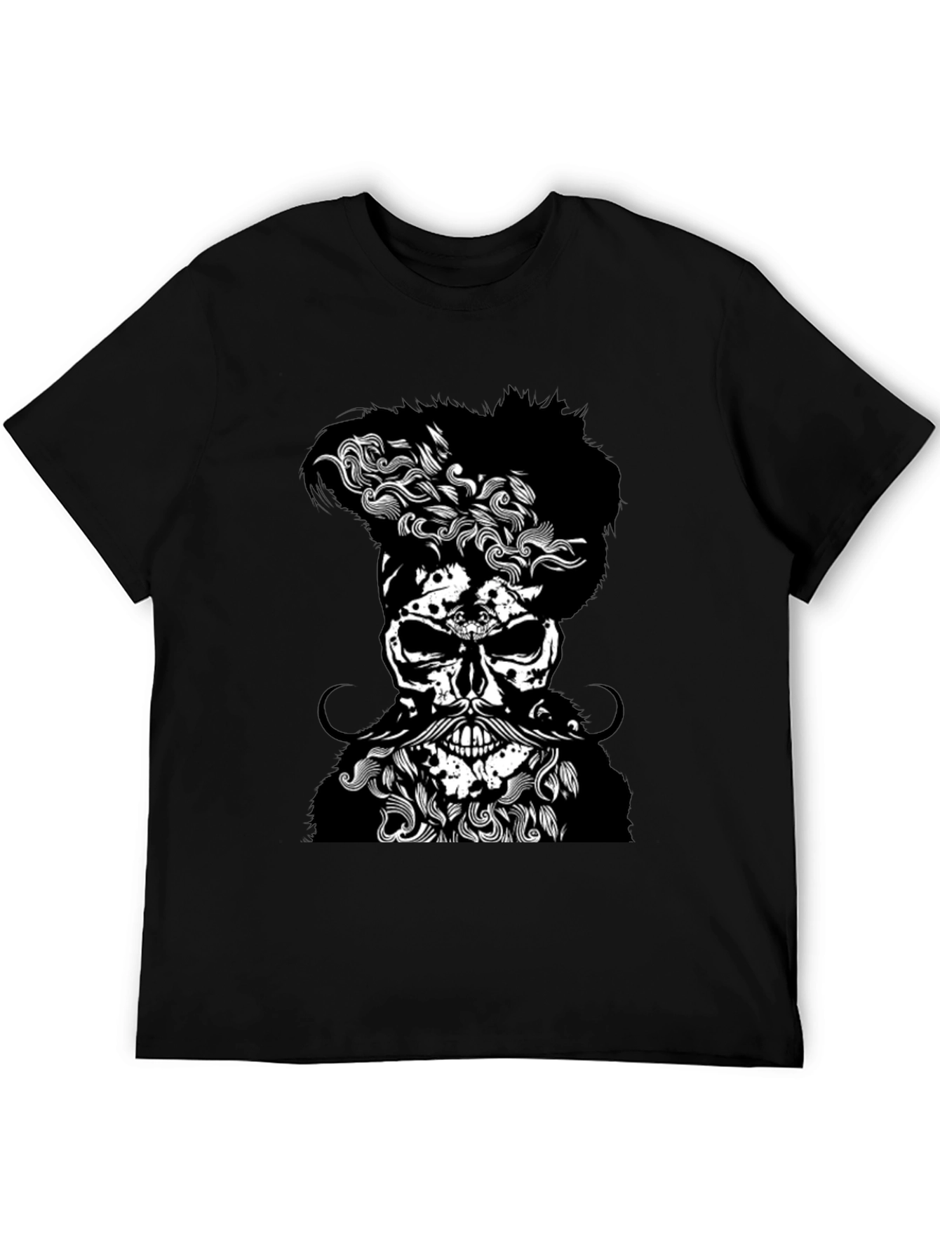 Skull with Beard Graphic T-Shirt - Mens Black Tee