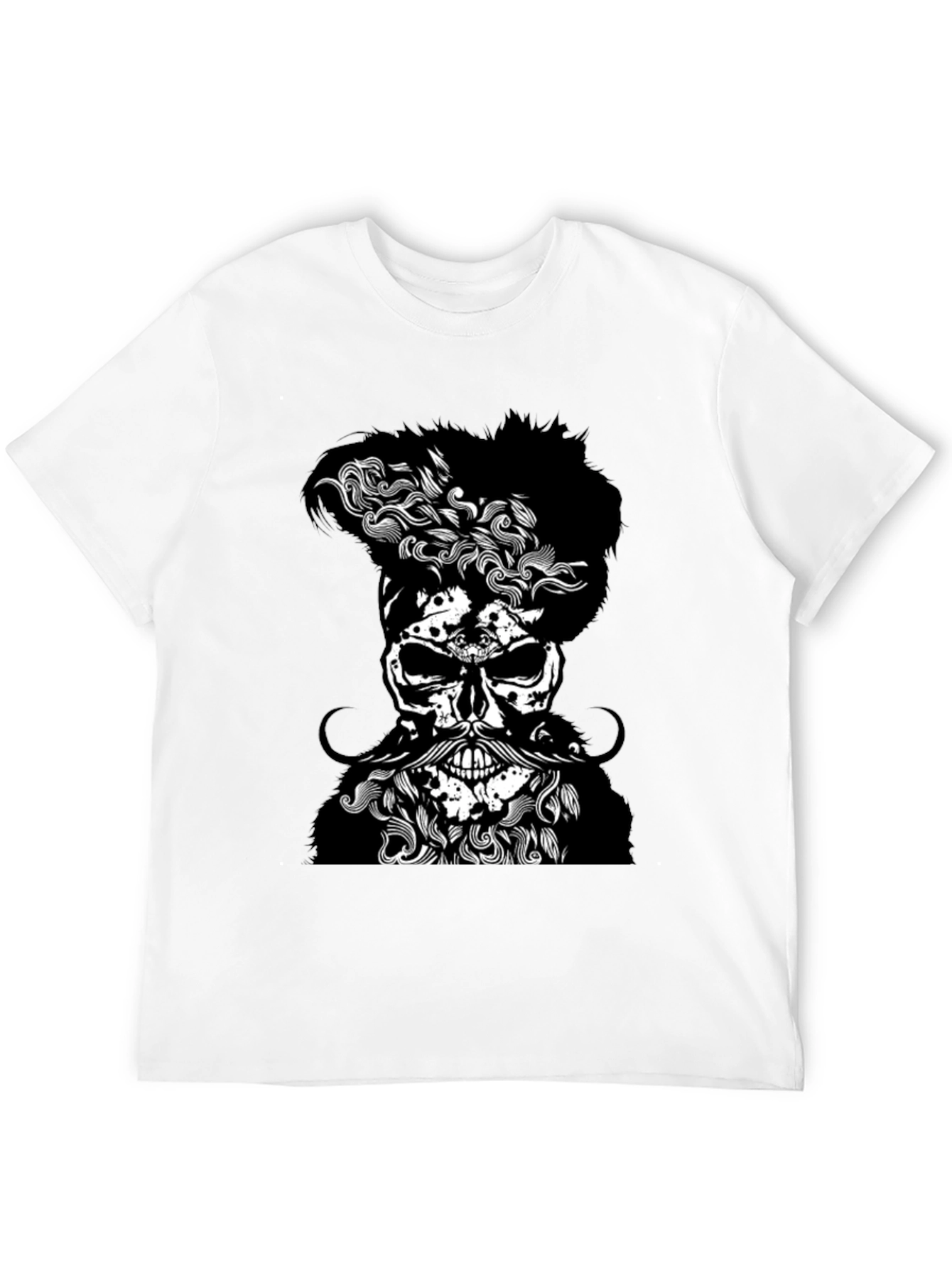 Skull with Beard Graphic T-Shirt - Mens Black Tee