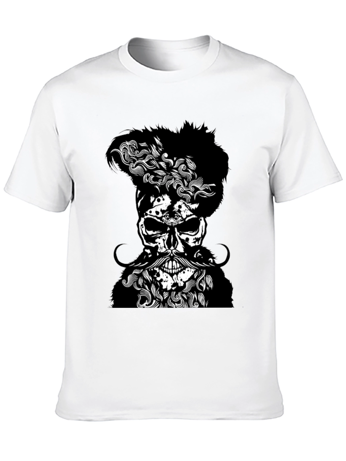 Skull with Beard Graphic T-Shirt - Mens Black Tee