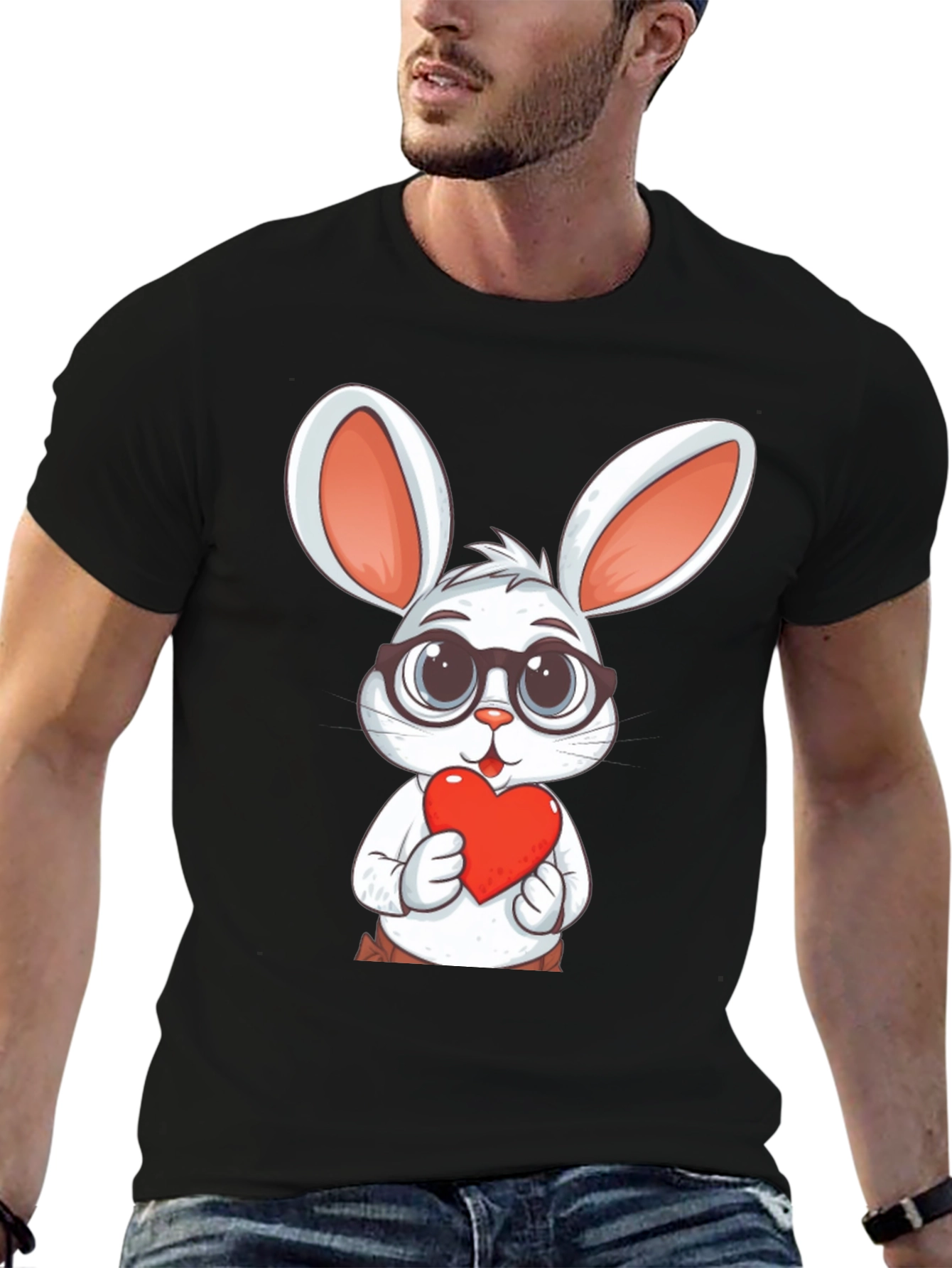 Cute Bunny with Heart Graphic T-Shirt