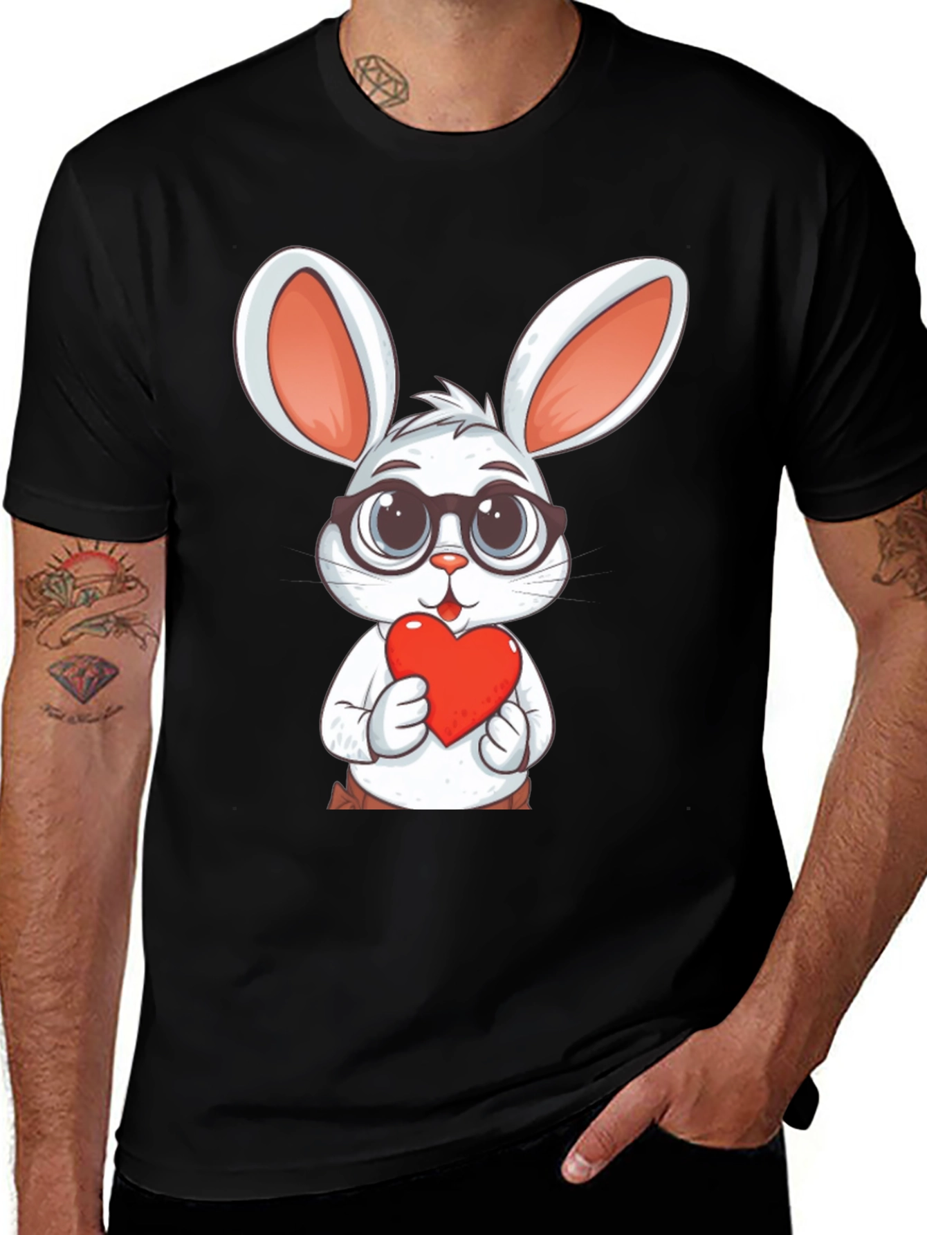 Cute Bunny with Heart Graphic T-Shirt