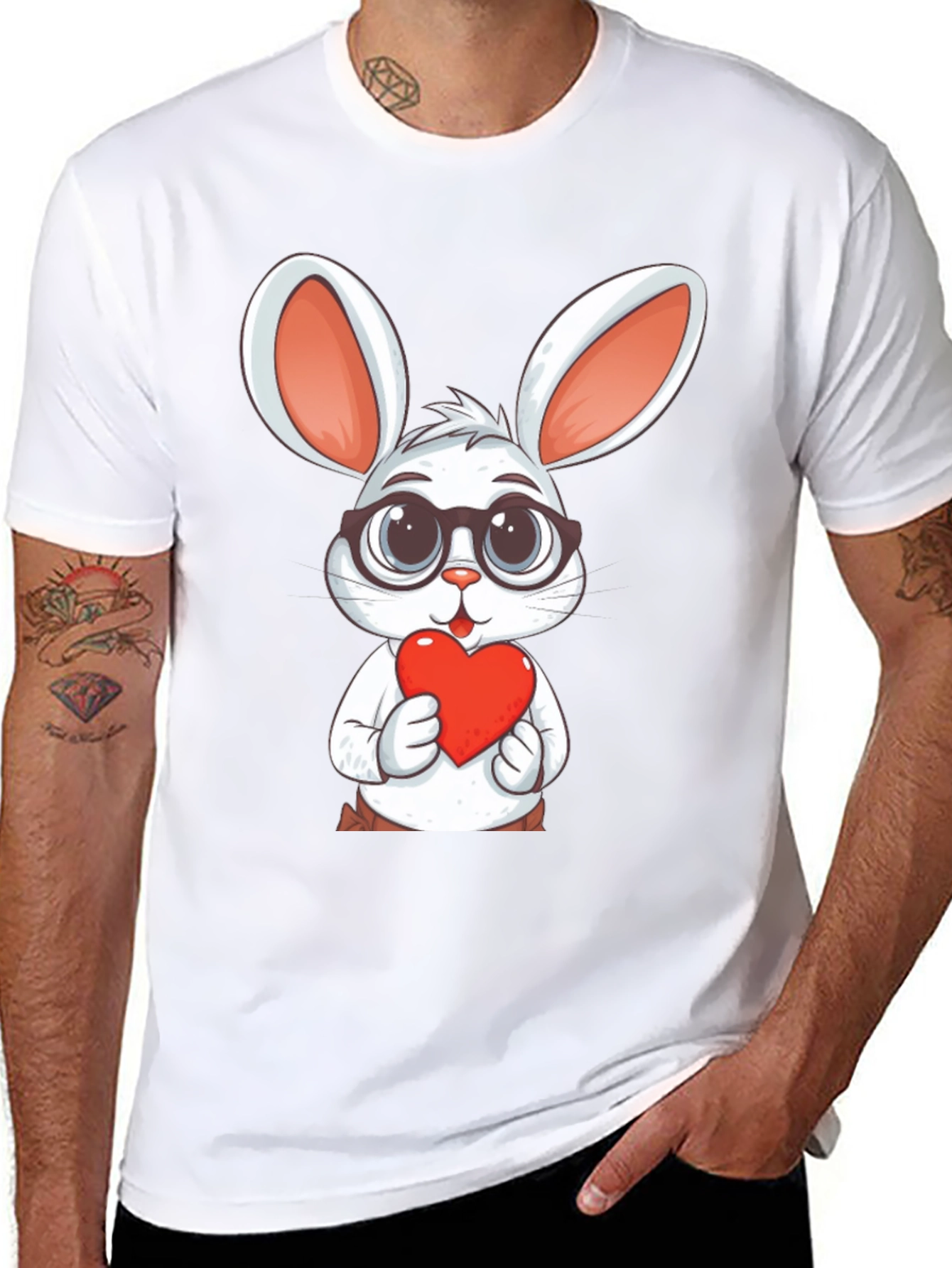 Cute Bunny with Heart Graphic T-Shirt