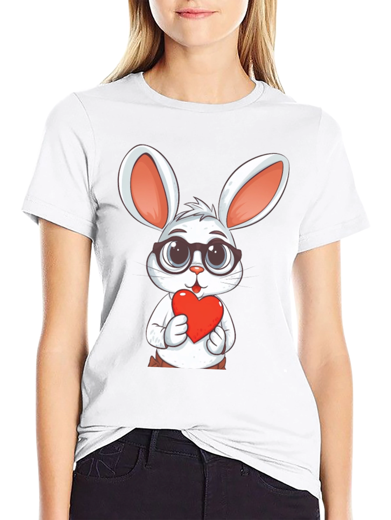 Cute Bunny with Heart Graphic T-Shirt