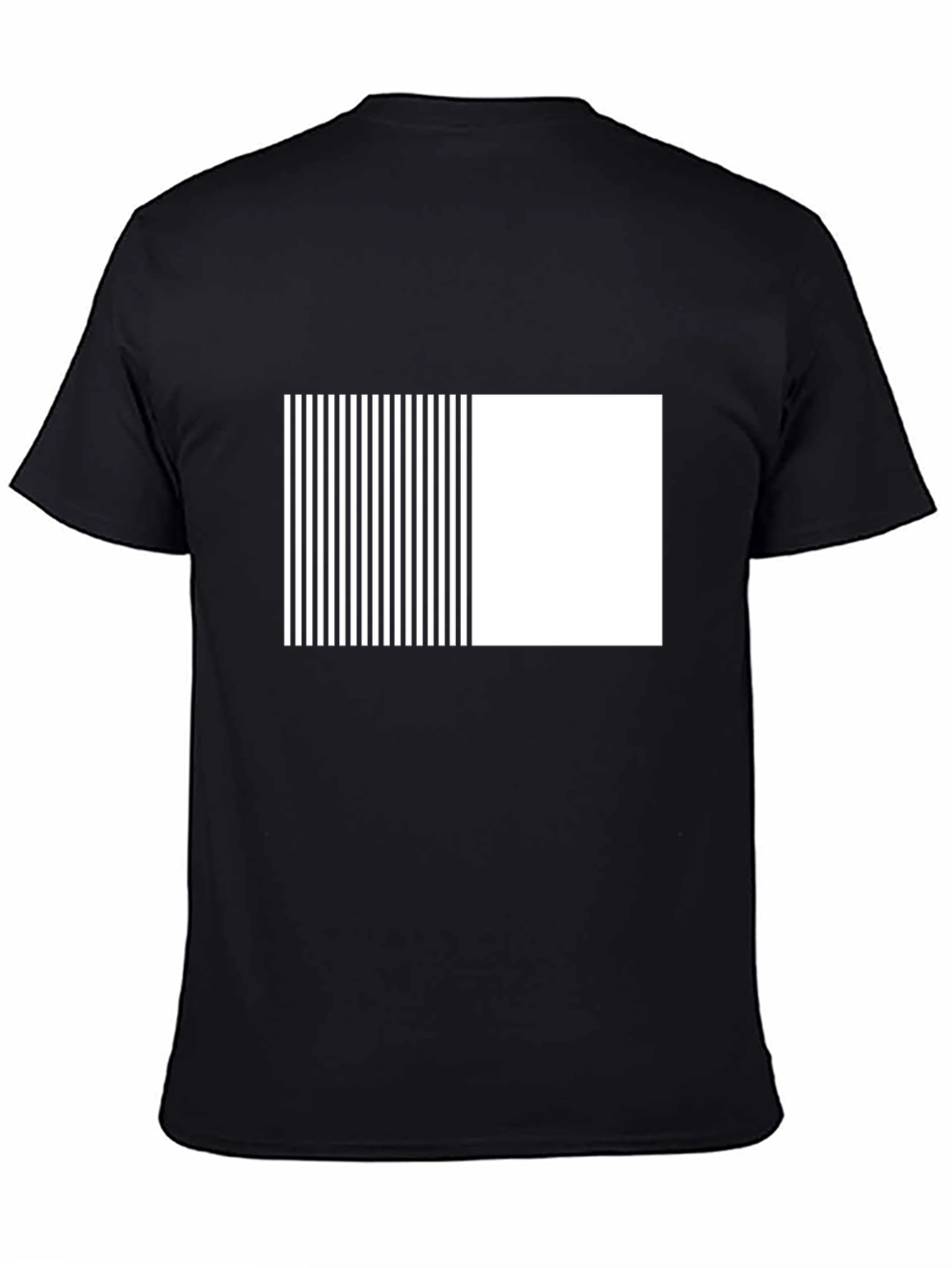 Modern Black Tee with Geometric Stripe Block Design