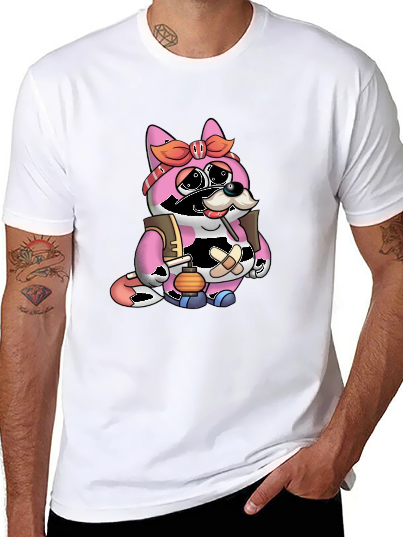 Cartoon Raccoon Character Graphic Tee