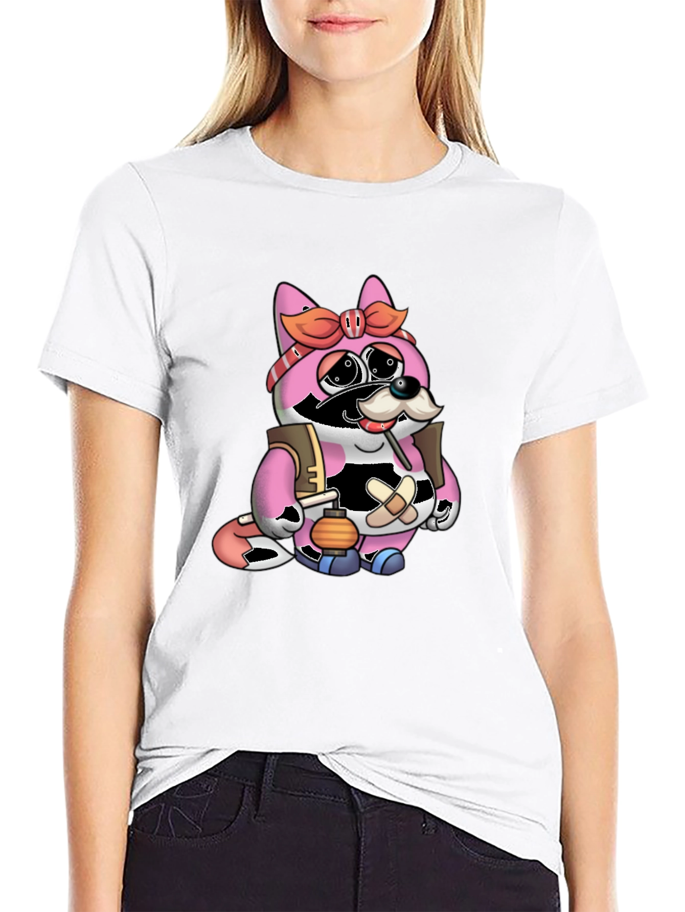 Cartoon Raccoon Character Graphic Tee