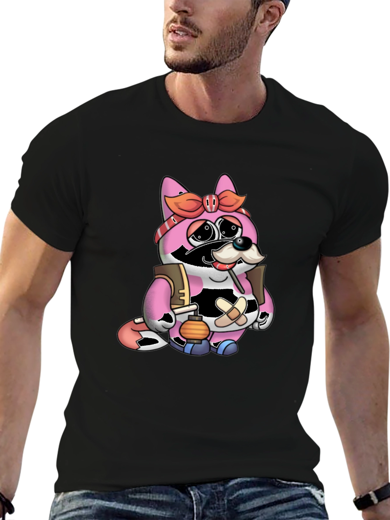 Cartoon Raccoon Character Graphic Tee