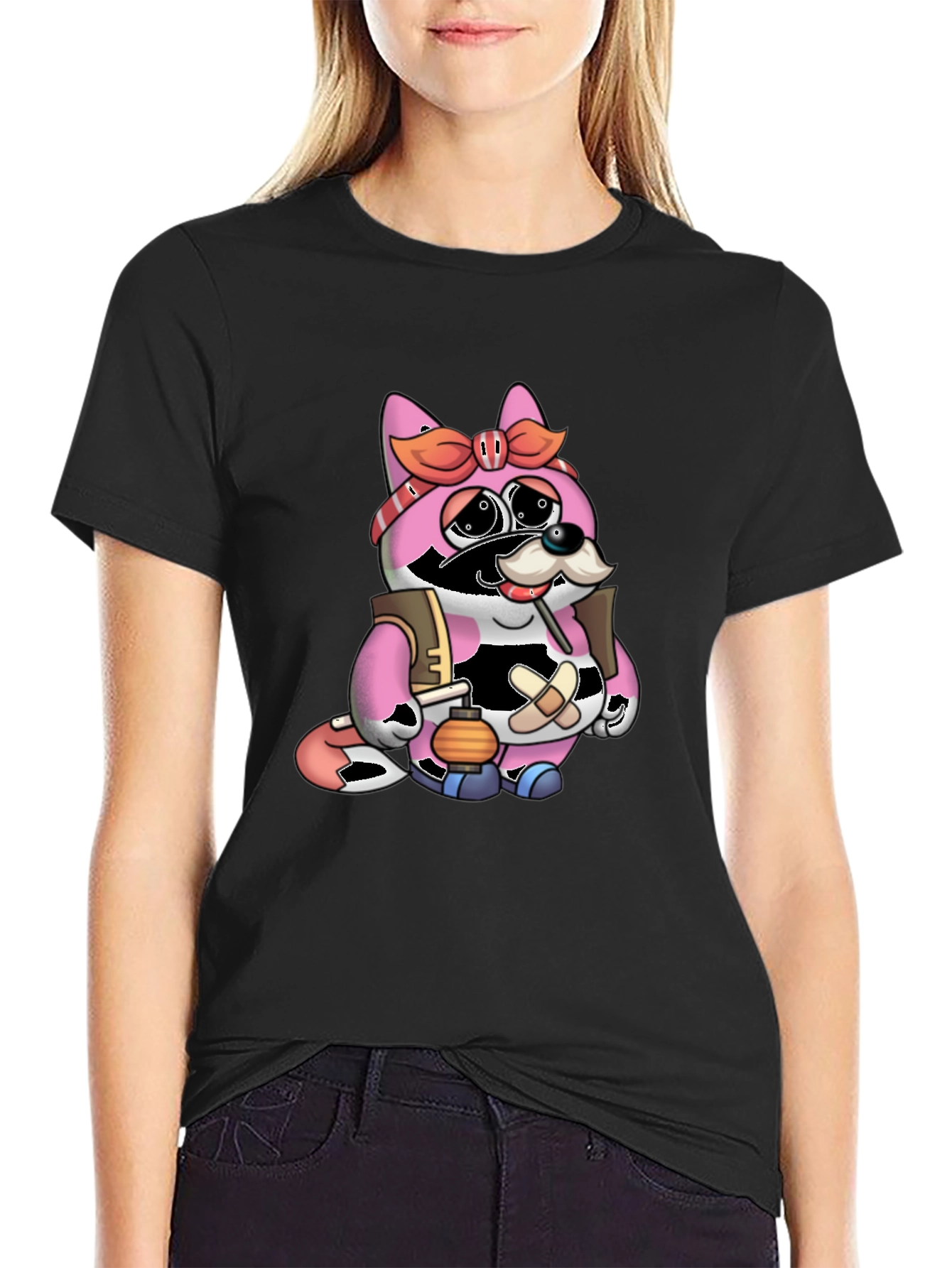 Cartoon Raccoon Character Graphic Tee