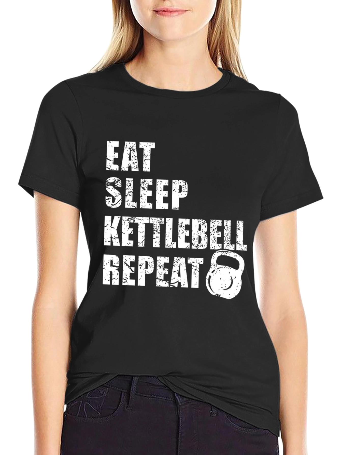 Eat Sleep Kettlebell Repeat Graphic Tee