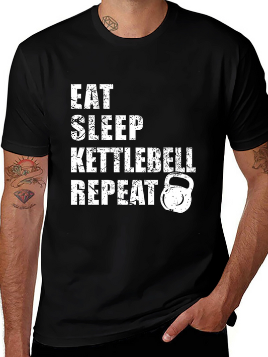 Eat Sleep Kettlebell Repeat Graphic Tee