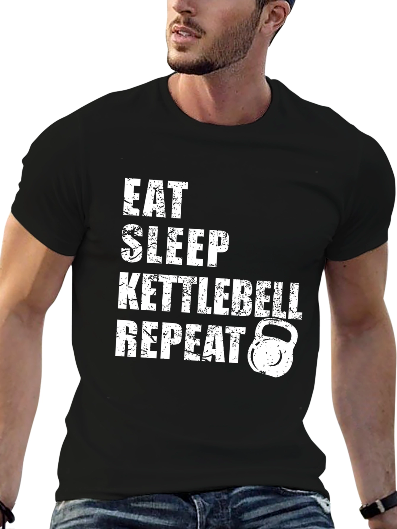 Eat Sleep Kettlebell Repeat Graphic Tee