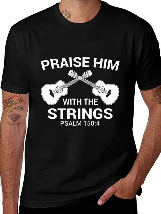 Praise Him with Strings T-Shirt - Christian Musician Tee
