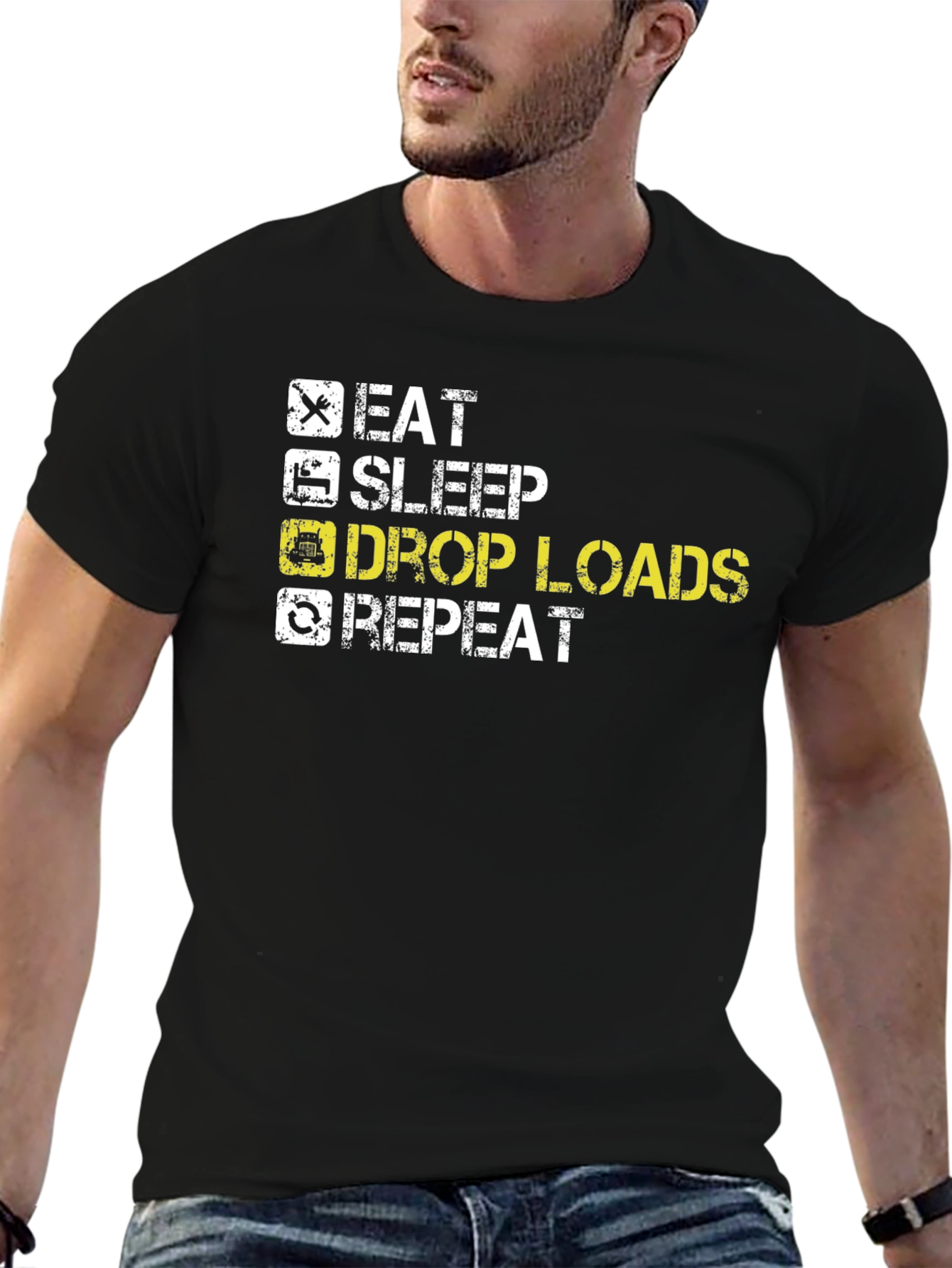 Eat Sleep Drop Loads Repeat Trucker T-Shirt