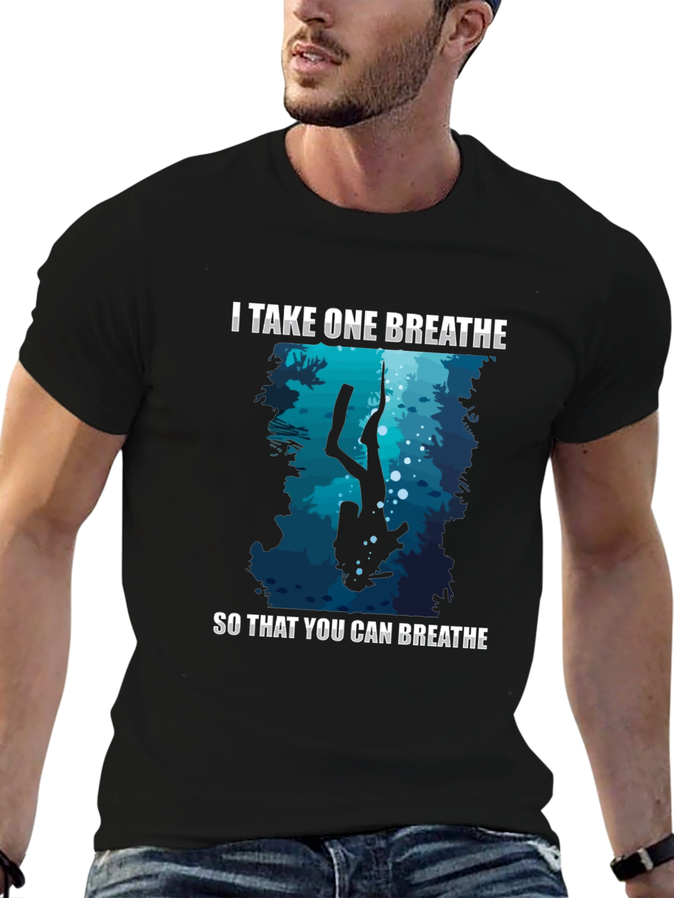 Scuba Diving Graphic T-Shirt - I Take One Breathe