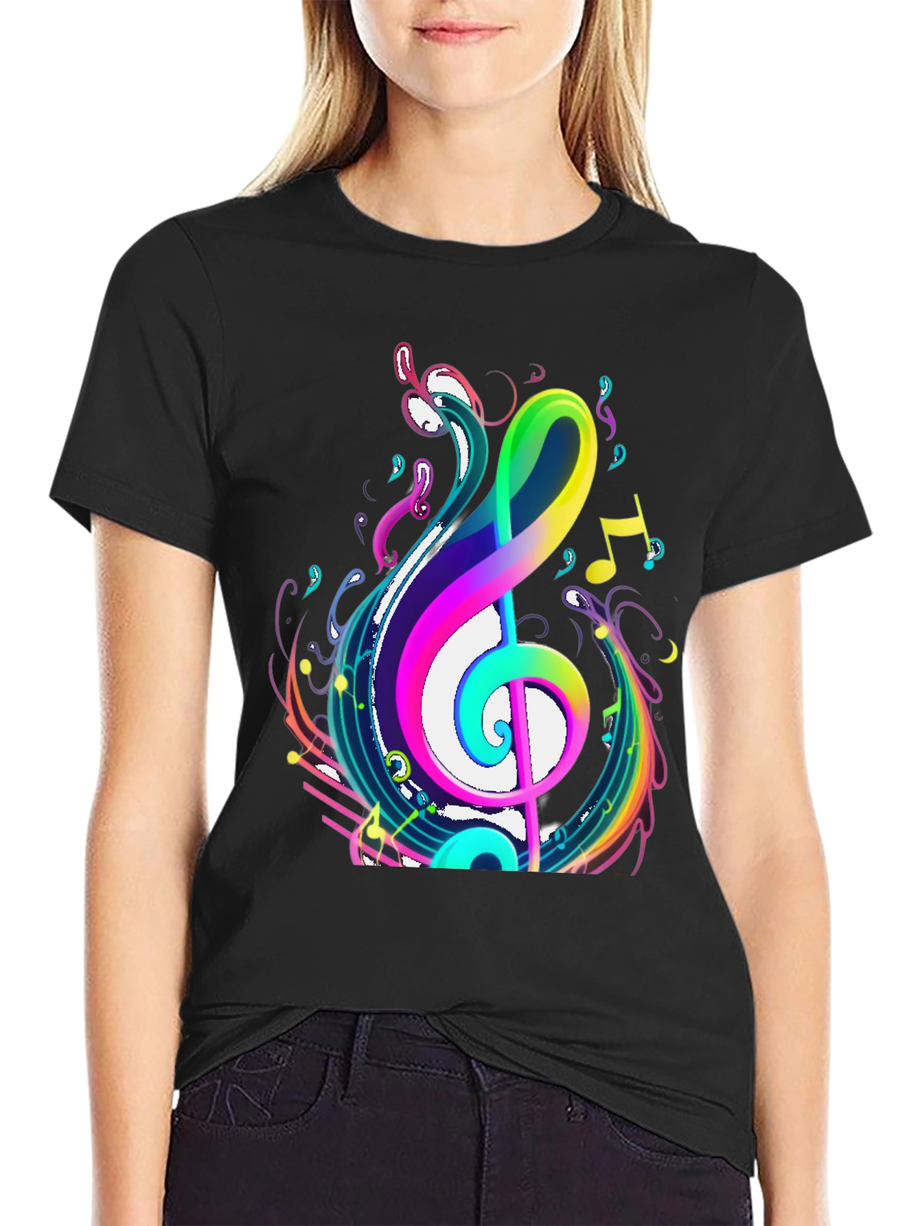 Vibrant Musical Note Graphic T-Shirt
