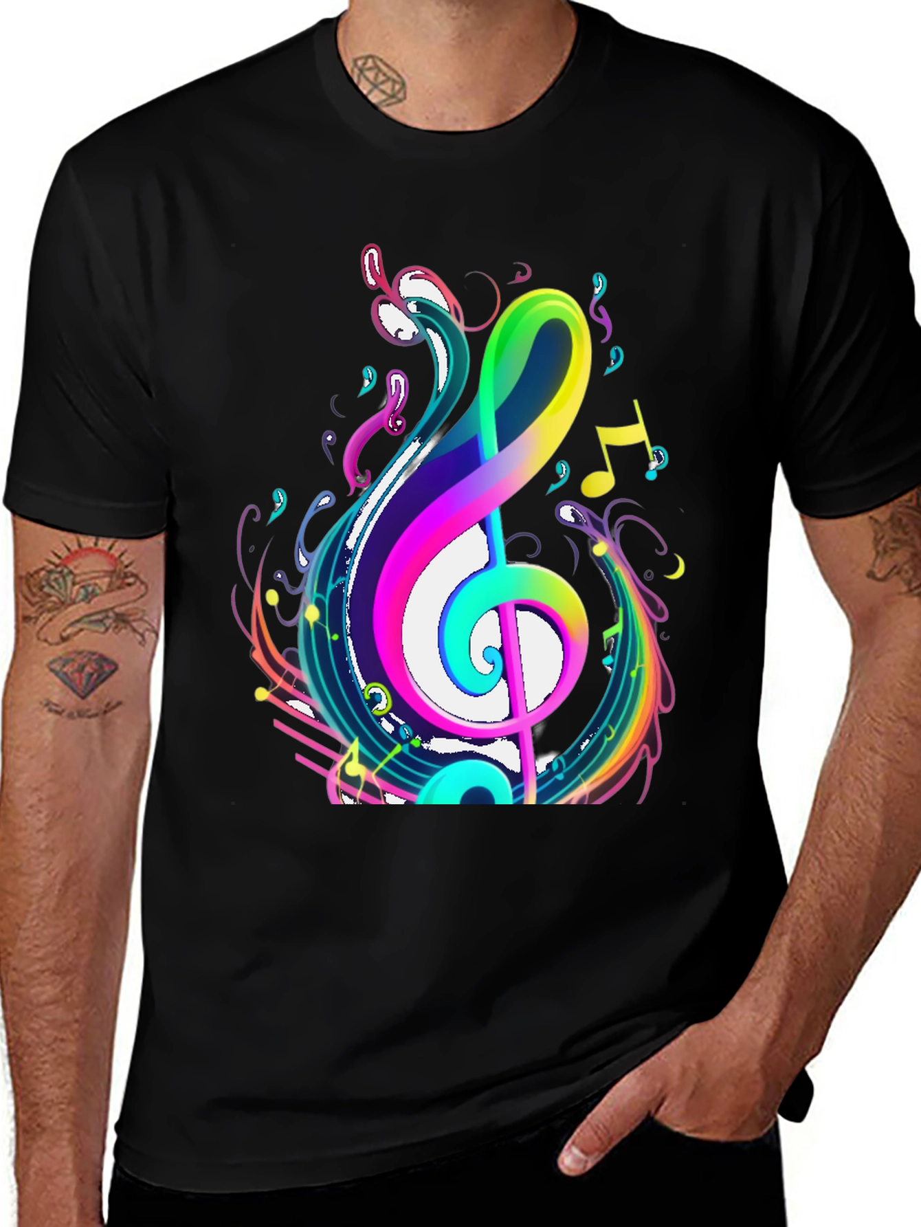 Vibrant Musical Note Graphic T-Shirt