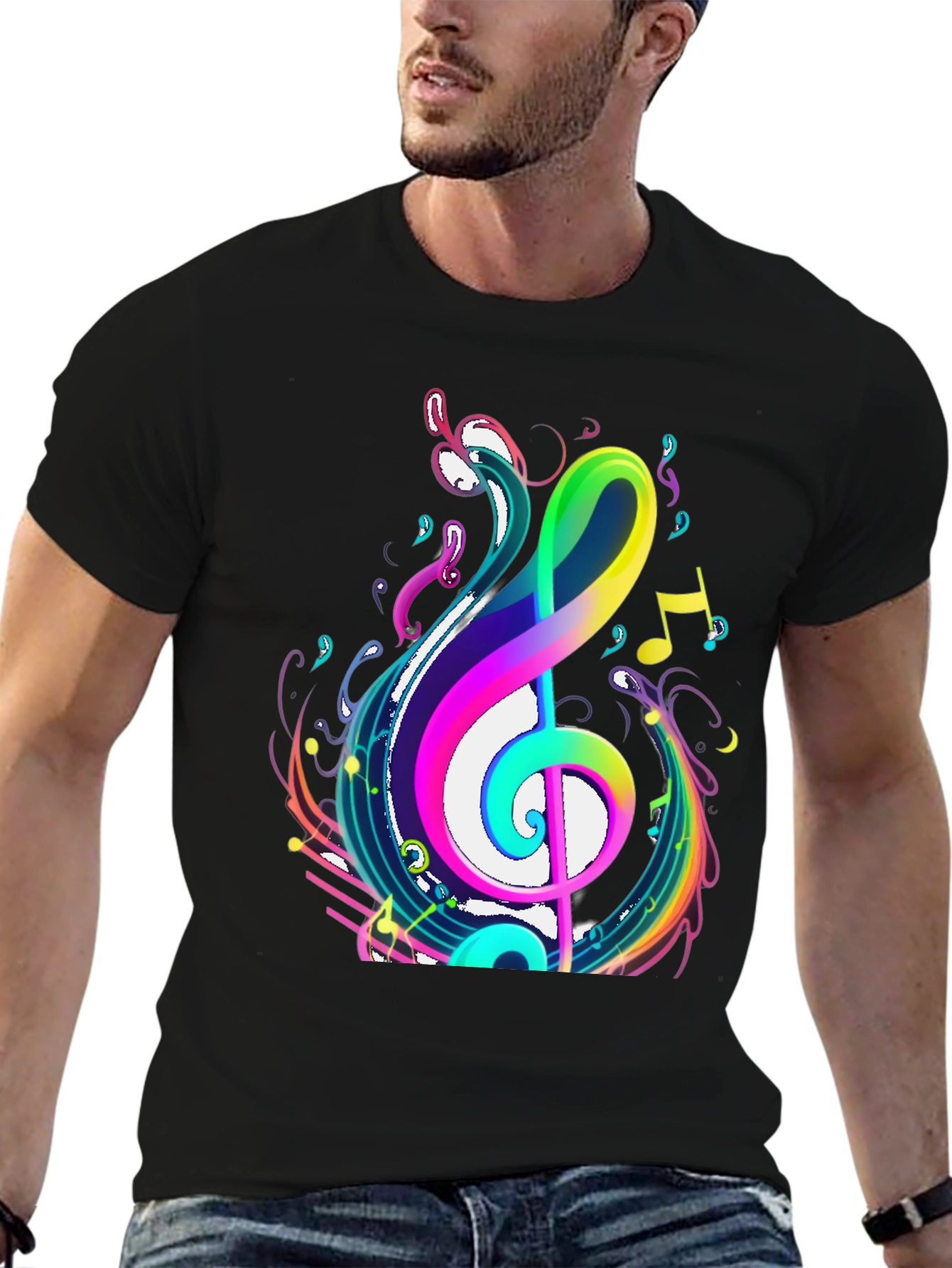 Vibrant Musical Note Graphic T-Shirt